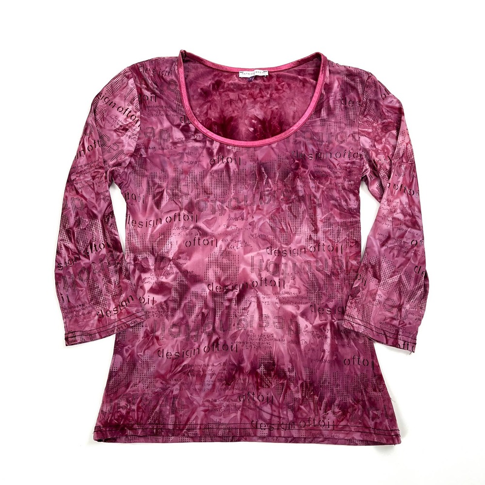Vintage Pink Crinkled Print Dotted Textured Top